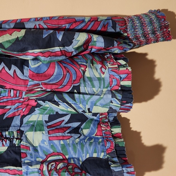 ❤️ NWOT! LOVE THE LABEL COTTON RUFFLED PUFF SLEEVE TOP / BLOUSE, SMOCKED CUFF, S - Picture 5 of 11